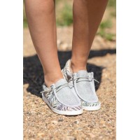 Grey Aztec Lace Up Sneakers