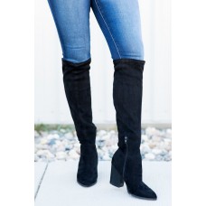 Make Me Brave Pointed Toe At The Knee Boot In Black